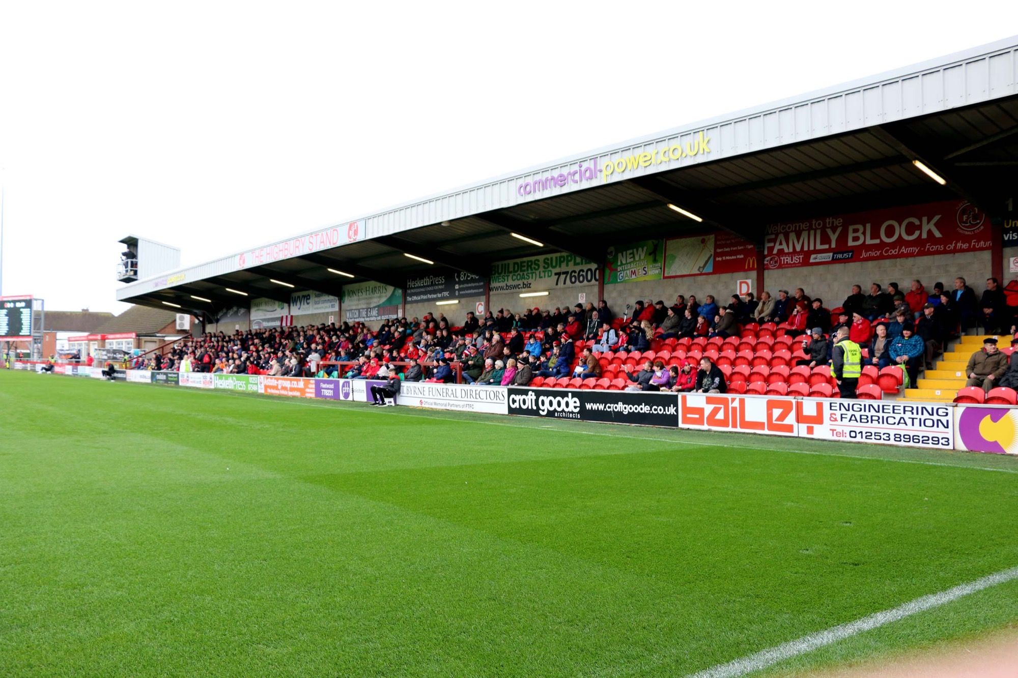 Fans in the Highbury Stand at Fleetwood Town's Highbury Stadium